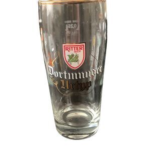Vintage Riter Bier Beer Dortmunder .25 Liter Gold Rim Glass West Germany Rare